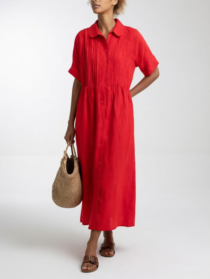 Lindie | Müheloses Sommerhemdkleid für Damen mit kurzen Ärmeln und langen Ärmeln