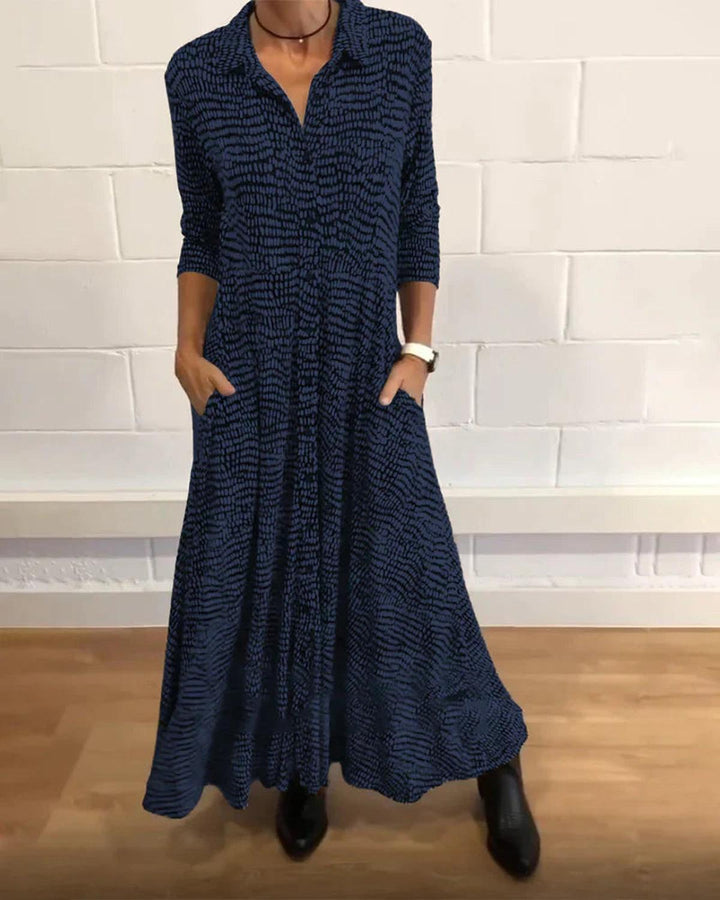 Damen Maxikleid mit Langarm und Taschen