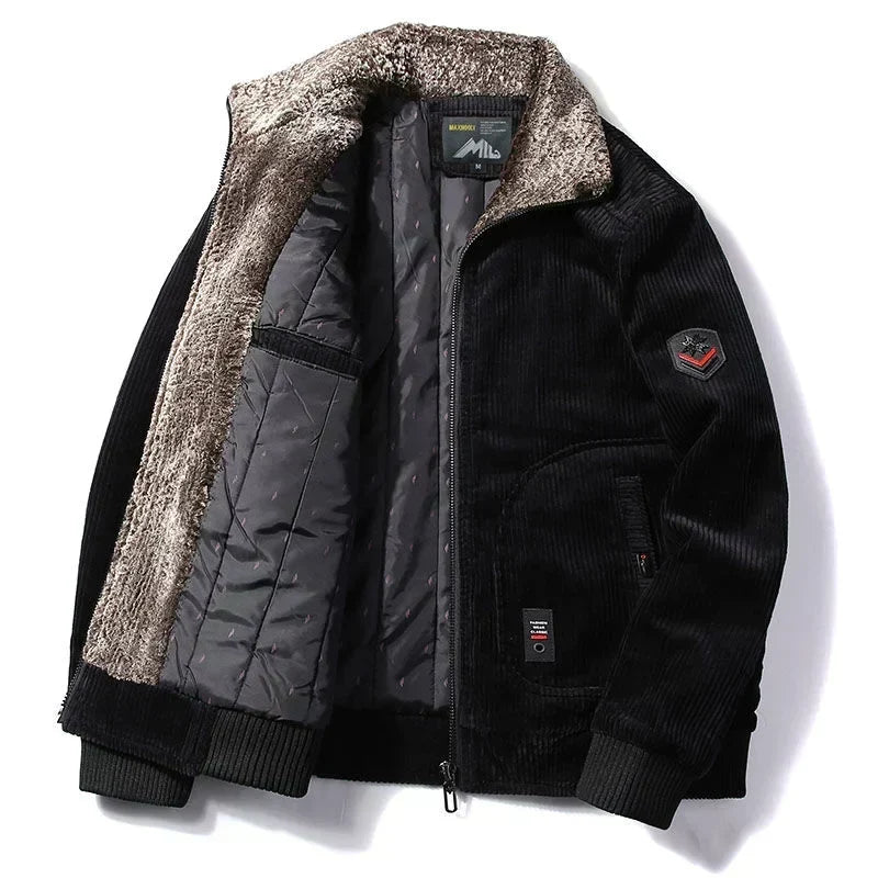 Herren Bomberjacke mit Taschen und Plüschkragen