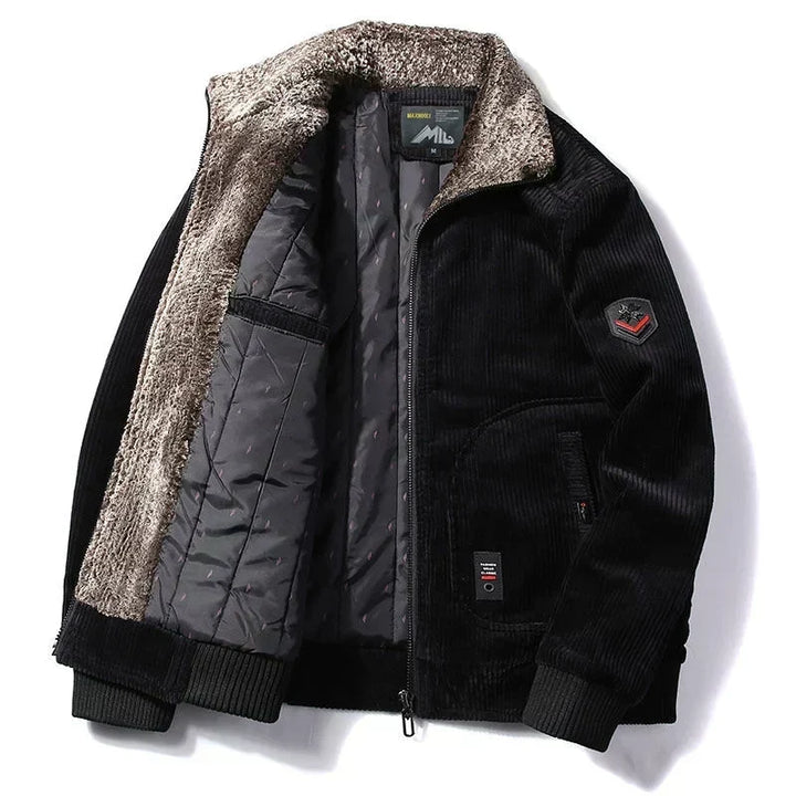 Herren Bomberjacke mit Taschen und Plüschkragen