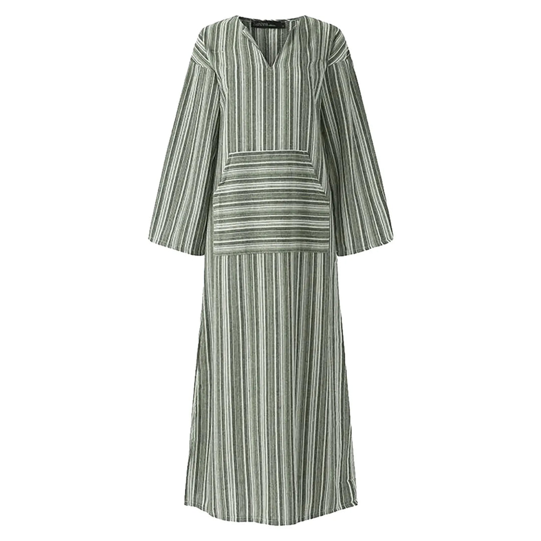 Yvonne | Gestreiftes Maxikleid für Damen mit Streifen und V-Ausschnitt