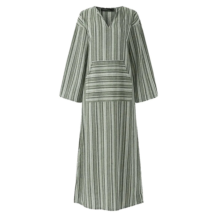 Yvonne | Gestreiftes Maxikleid für Damen mit Streifen und V-Ausschnitt