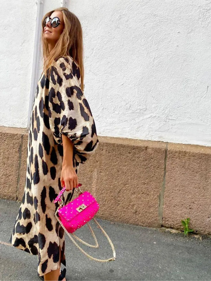 Lisa | Leopardprint-Kleid mit langen Ärmeln