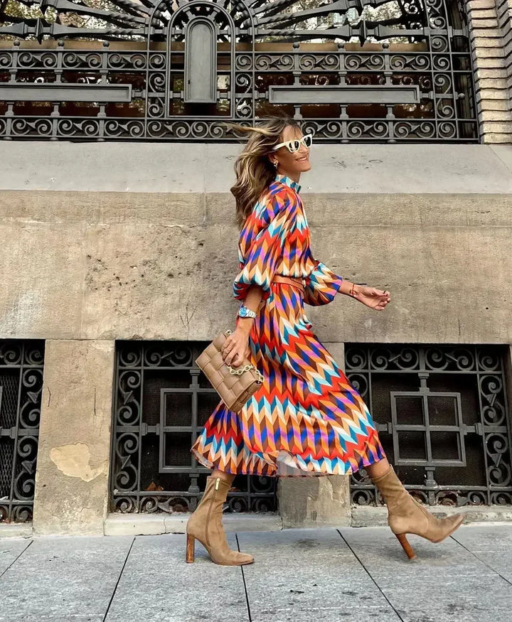 Cassandra | Lebhaftes Geometrisches Maxikleid für Damen
