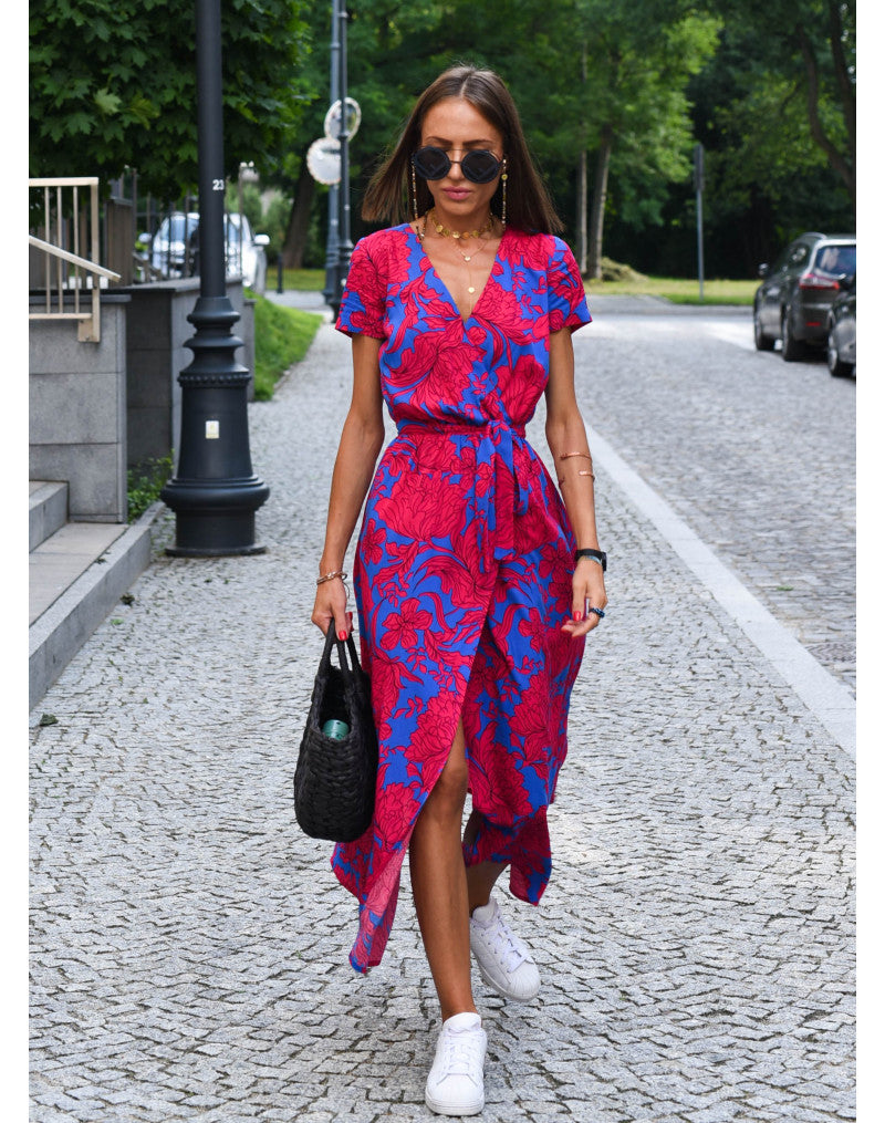 Leanne | Elegantes Kleid mit Bauchbedeckung, V-Ausschnitt und langen Ärmeln