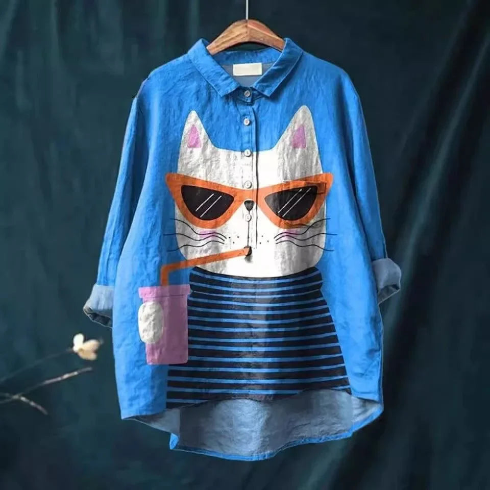 Uluru | Katzenkunst T-Shirt mit langen Ärmeln