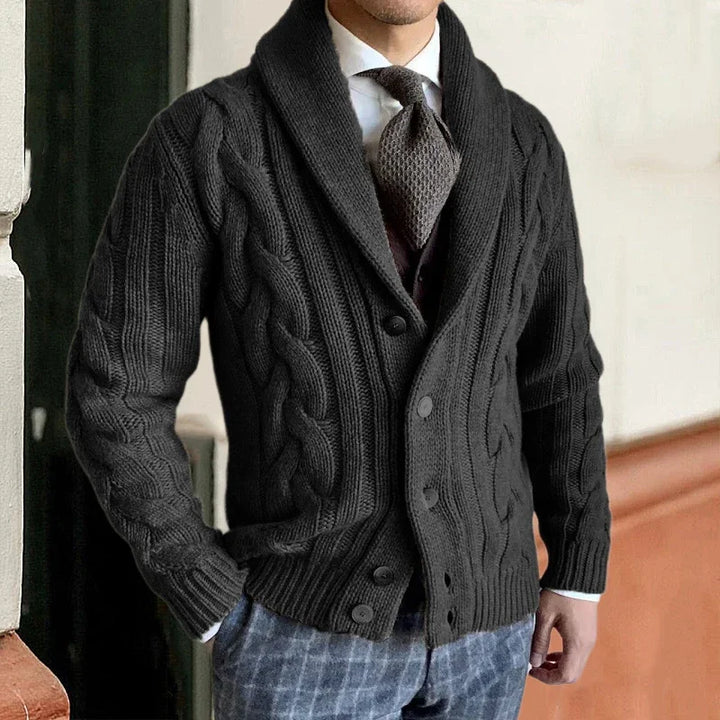 Robert | Gestrickte Herren-Strickjacke mit V-Ausschnitt und langen Ärmeln