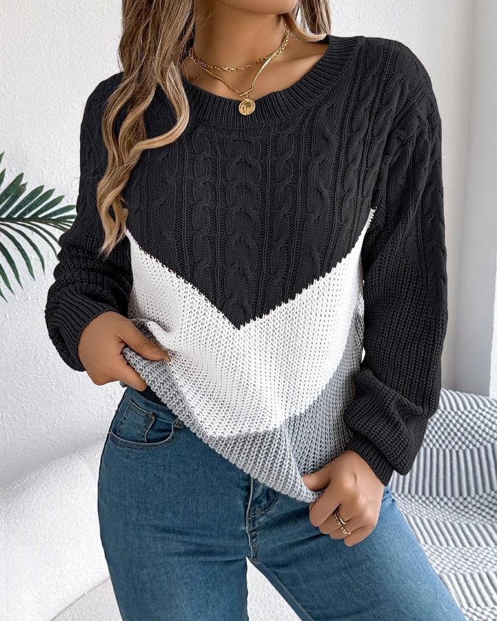Chloe | Der Chevron-Strickpullover für Damen mit Rundhalsausschnitt