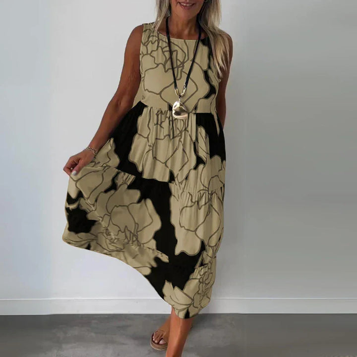 CAITLYN | Ärmelloses Maxikleid mit Blumenmuster