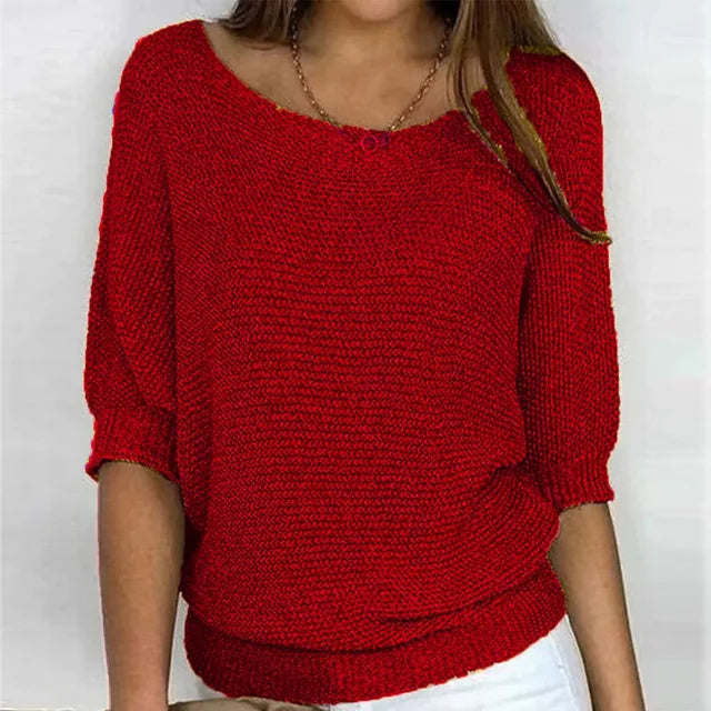 Eunice | Entspanntes Stricktop mit Rundhalsausschnitt und langen Ärmeln