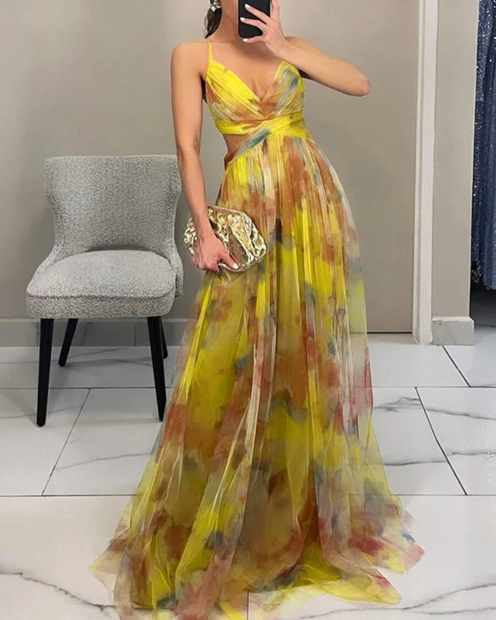 Giselle | Fesselndes Floral-Maxikleid für Damen mit V-Ausschnitt