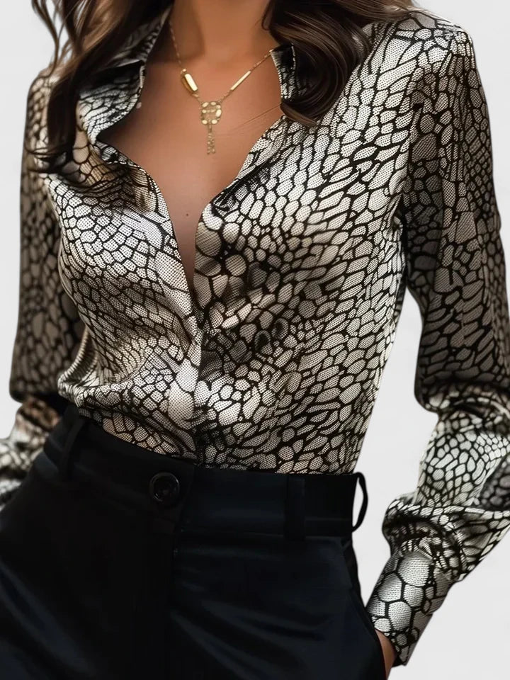 Lianne | Elegante Bluse für Damen mit langen Ärmeln und Schlangen-Print