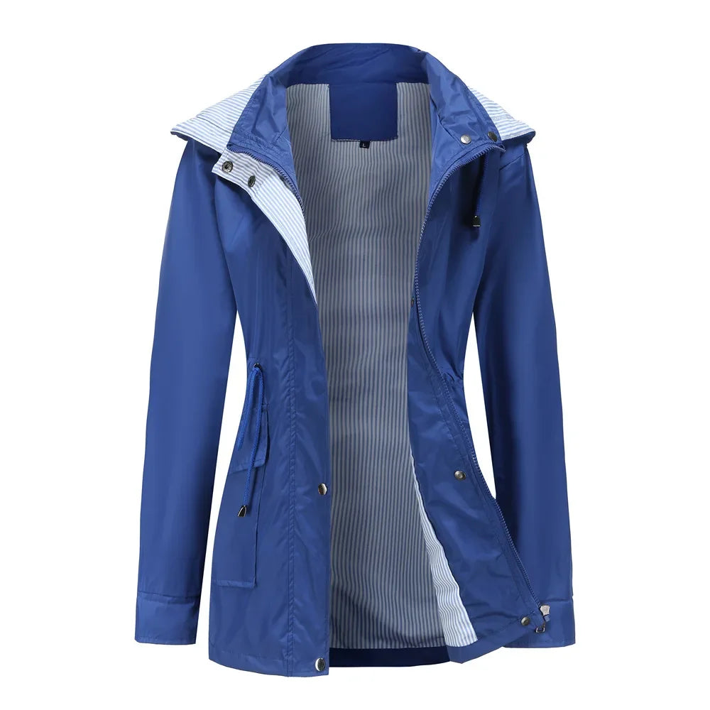 Elise | Wasserdichter Winter-Trenchcoat für Damen mit Streifen und Kapuze
