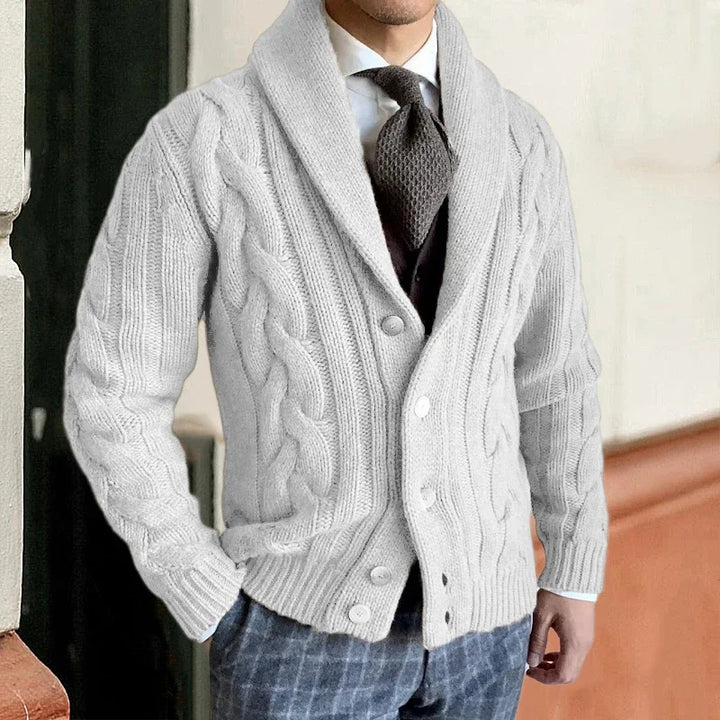 Robert | Gestrickte Herren-Strickjacke mit V-Ausschnitt und langen Ärmeln