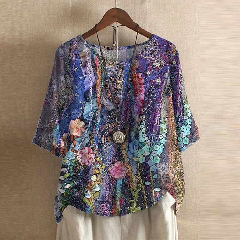 Anya | Retro-inspirierte Bluse mit Blumenmuster