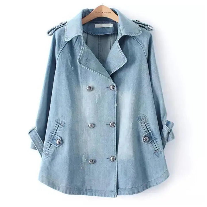 Sezina | Stylischer Denim-Cape-Mantel für Damen mit langen Ärmeln