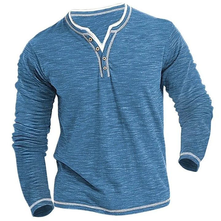 Denis | Bequemes V-Ausschnitt Langarmshirt für Herren mit langen Ärmeln