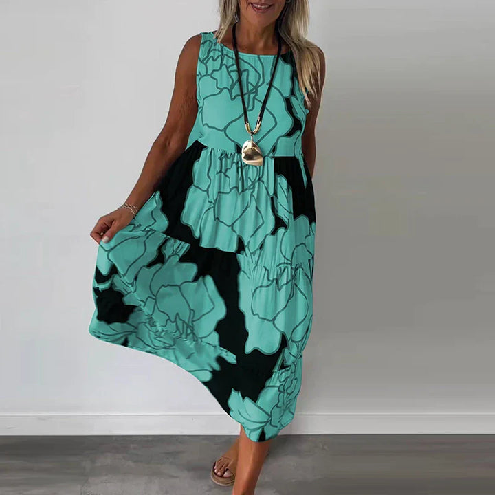 CAITLYN | Ärmelloses Maxikleid mit Blumenmuster