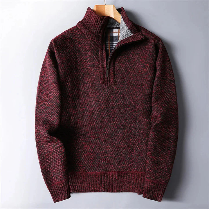 Brit und Boho I Quarter-Zip Pullover für Herren mit Stehkragen und langen Ärmeln