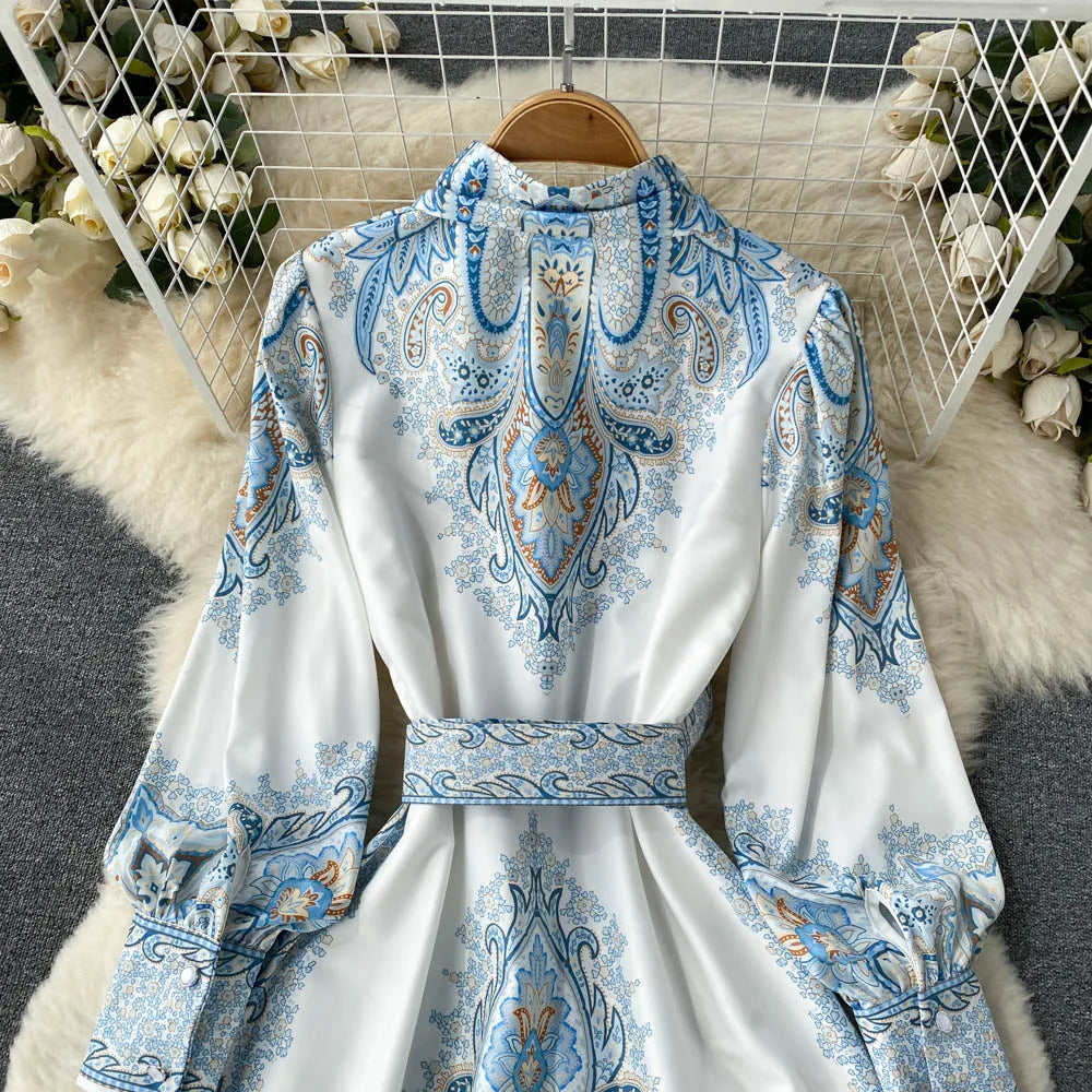 Floral A-Linienkleid für Damen mit schickem Gürtel-Detail
