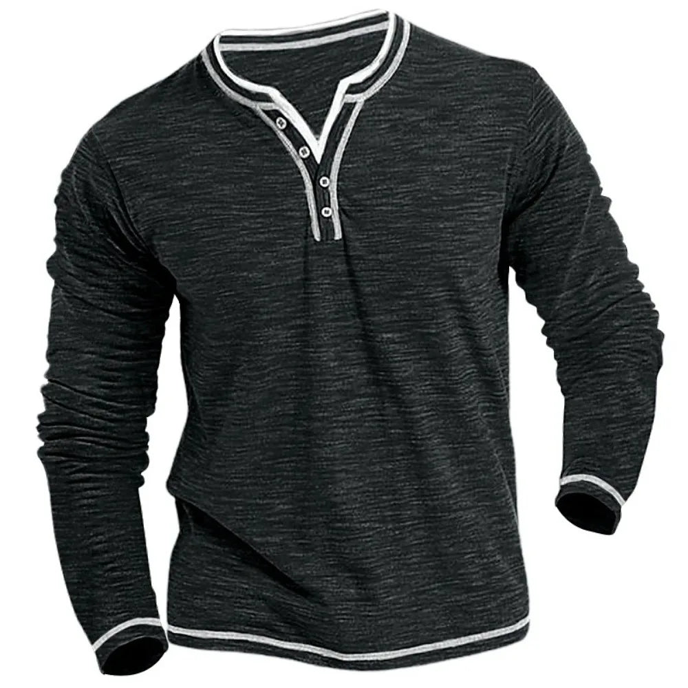 Denis | Bequemes V-Ausschnitt Langarmshirt für Herren mit langen Ärmeln