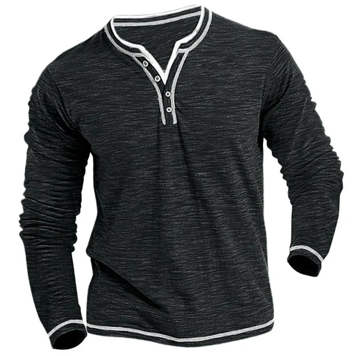 Denis | Bequemes V-Ausschnitt Langarmshirt für Herren mit langen Ärmeln