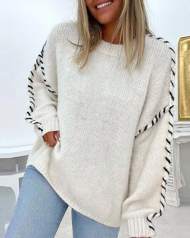 Amara | Lässiger warmer Strickpullover für Damen mit Rundhalsausschnitt