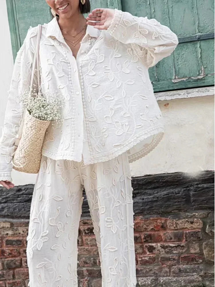 Gracelyn | Elegantes Freizeit-Set für Damen mit Blumenmuster und langen Ärmeln