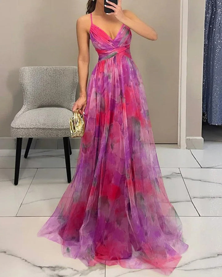 Giselle | Fesselndes Floral-Maxikleid für Damen mit V-Ausschnitt
