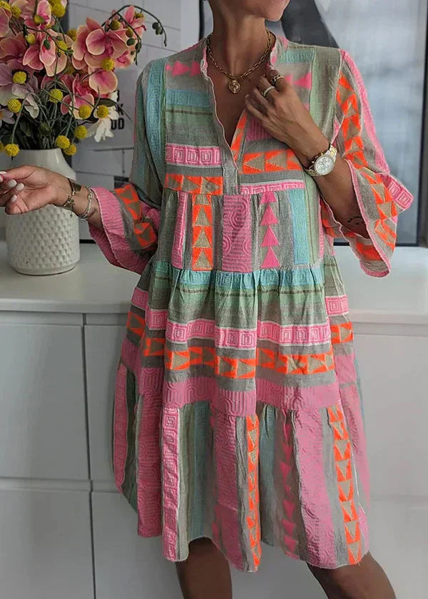 Ava | Stilvolles V-Ausschnitt Hanfkleid für den Sommer für Damen