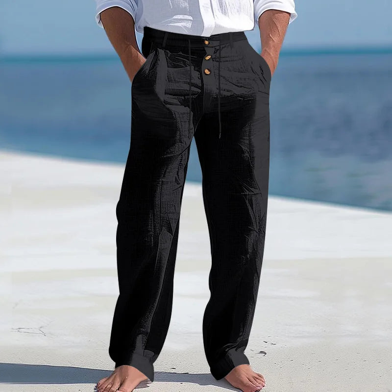 Sahin | Riviera Linen Hose für Herren mit konischem Bein und hohem Bund