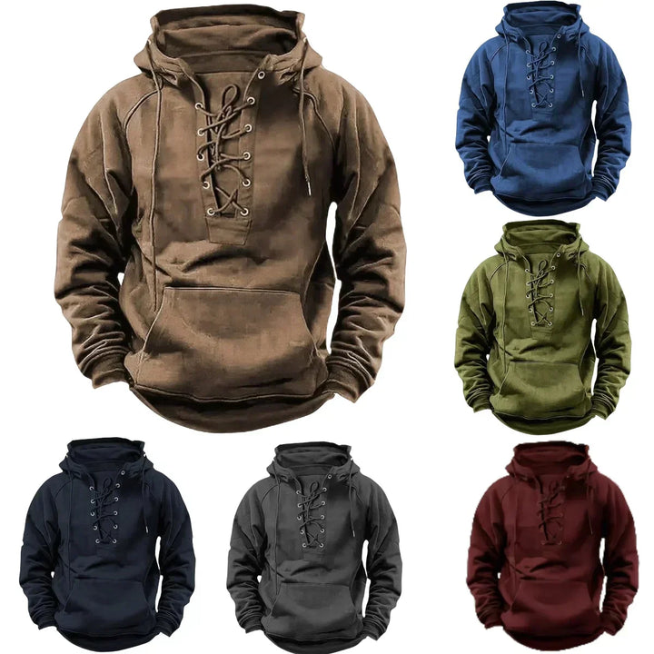 Bastian | Retro Outdoor Komfort-Hoodie für Herren mit Kapuze und langen Ärmeln