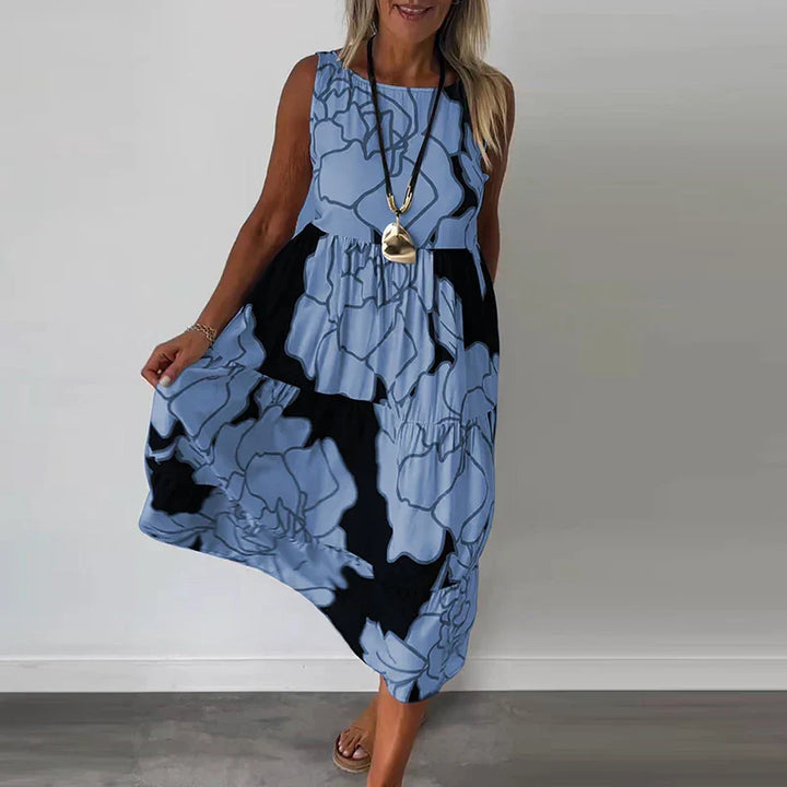 CAITLYN | Ärmelloses Maxikleid mit Blumenmuster