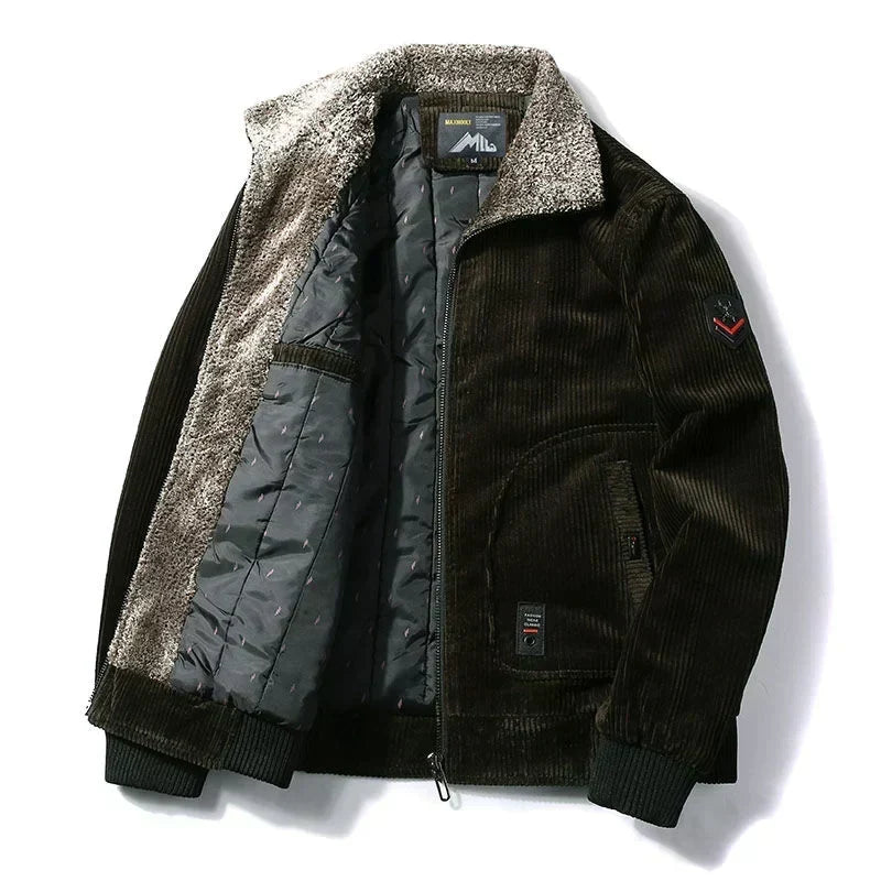 Herren Bomberjacke mit Taschen und Plüschkragen