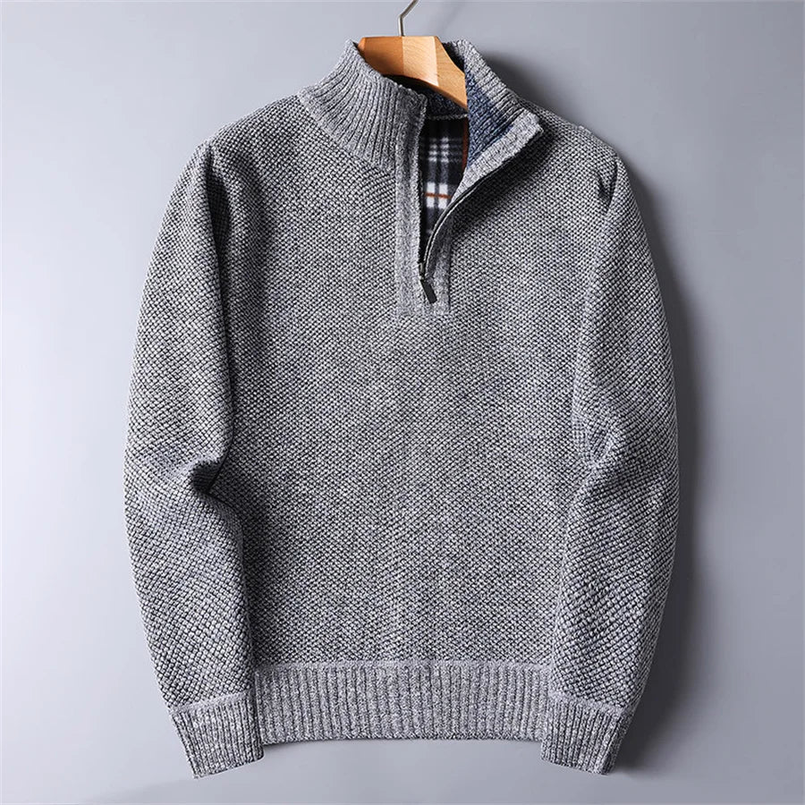 Brit und Boho I Quarter-Zip Pullover für Herren mit Stehkragen und langen Ärmeln