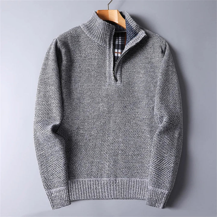 Brit und Boho I Quarter-Zip Pullover für Herren mit Stehkragen und langen Ärmeln