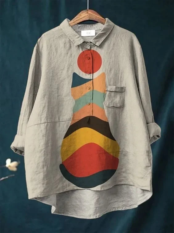 Uluru | Katzenkunst T-Shirt mit langen Ärmeln
