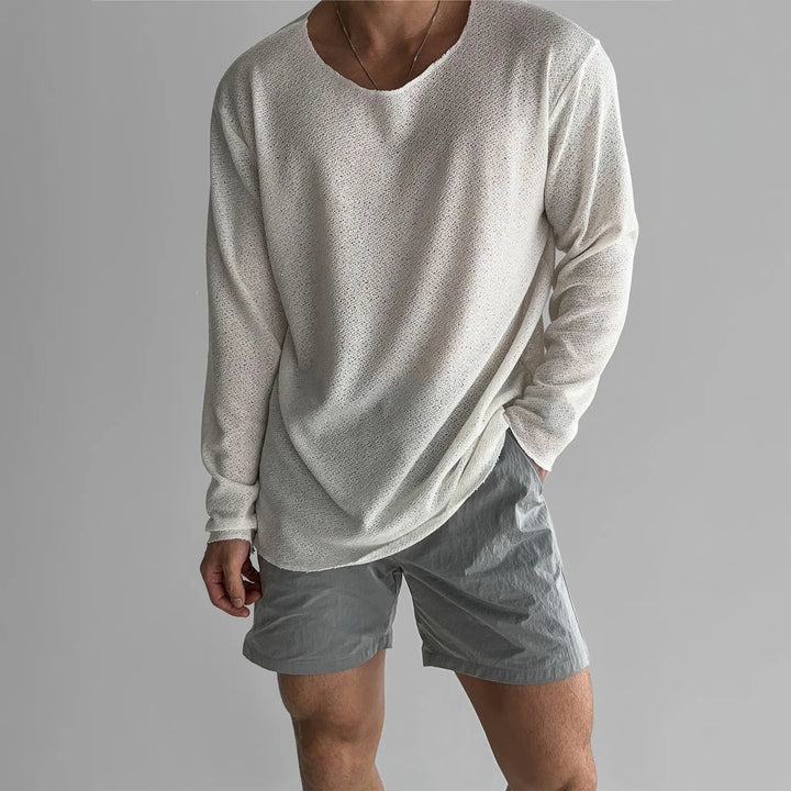 CloudComfort | Hohles Strick-T-Shirt für Herren mit Rundhalsausschnitt