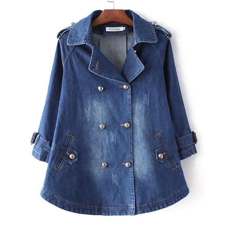 Sezina | Stylischer Denim-Cape-Mantel für Damen mit langen Ärmeln