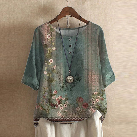 Anya | Retro-inspirierte Bluse mit Blumenmuster