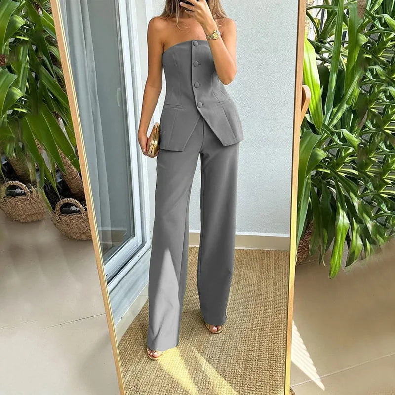 Bria | Strapless Knopf-Set in zwei Teilen für Damen