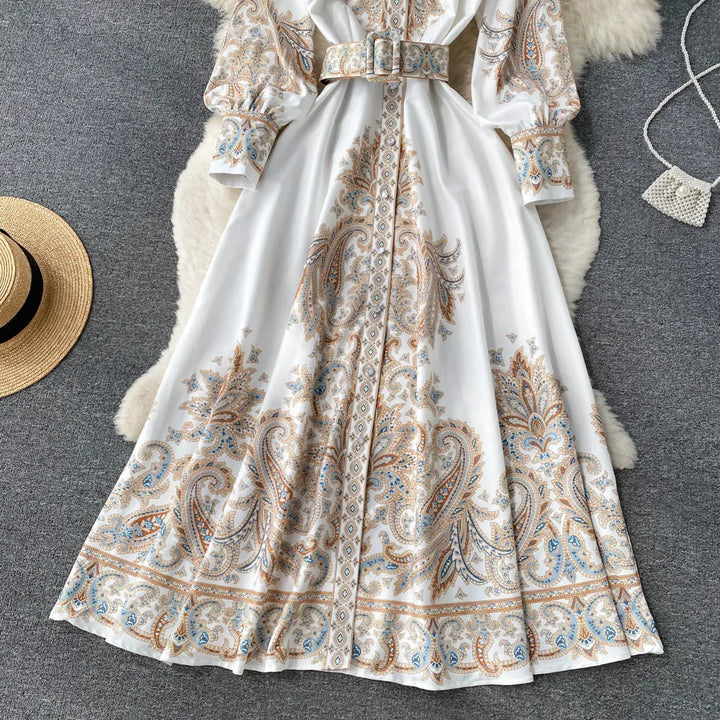 Floral A-Linienkleid für Damen mit schickem Gürtel-Detail