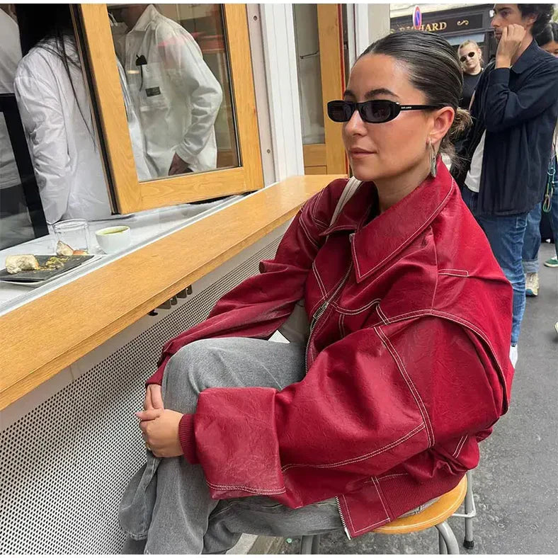 Clara | Bomberjacke in Übergröße für Damen mit Rundhalsausschnitt