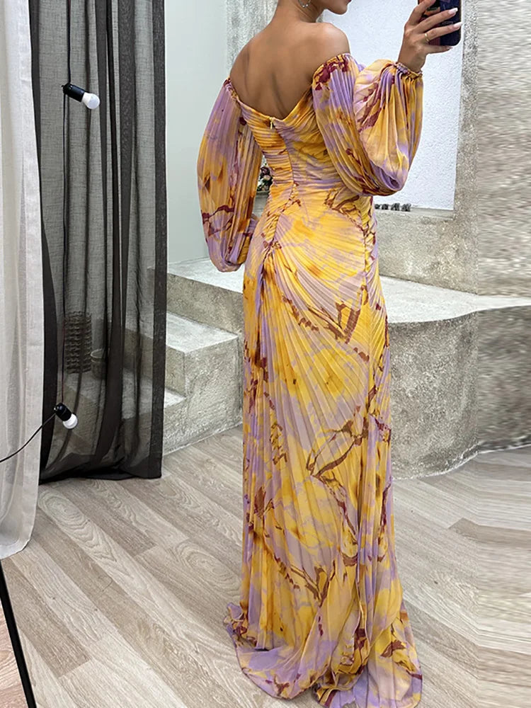 Margo | Elegantes Maxikleid für Damen mit V-Ausschnitt und langen Ärmeln
