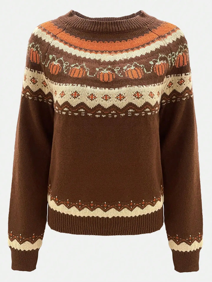 Marion | Vintage Isländischer Pullover für Damen mit Rundhalsausschnitt