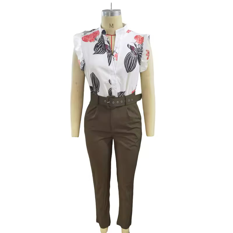 Rainie | Stylisches Set für Damen mit Rüschensäumen und Blumenmuster
