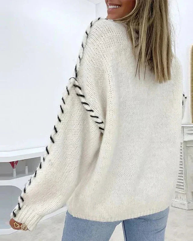 Amara | Lässiger warmer Strickpullover für Damen mit Rundhalsausschnitt