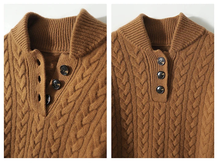 Arden Pullover für Damen mit Knopfleiste, Rundhalsausschnitt und Stehkragen