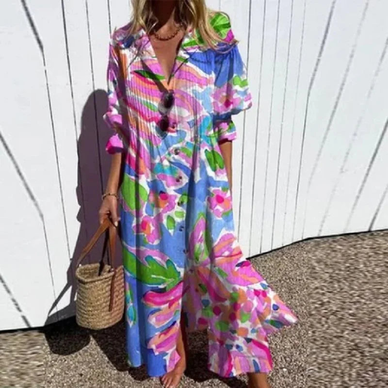 Diara | Luxe Frühling Bohemian Maxikleid für Damen mit Blumenmuster