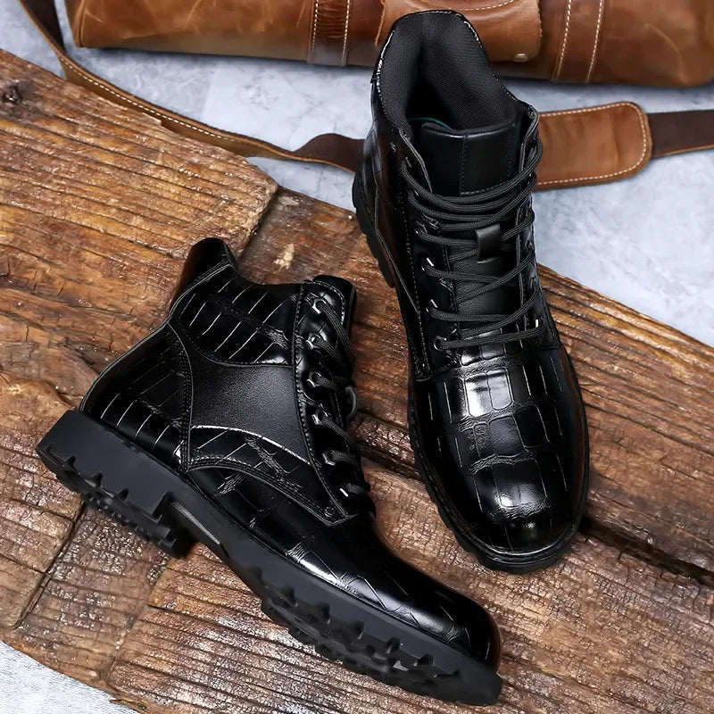 Rendell | Krokodillederstiefel für Herren mit flachem Absatz